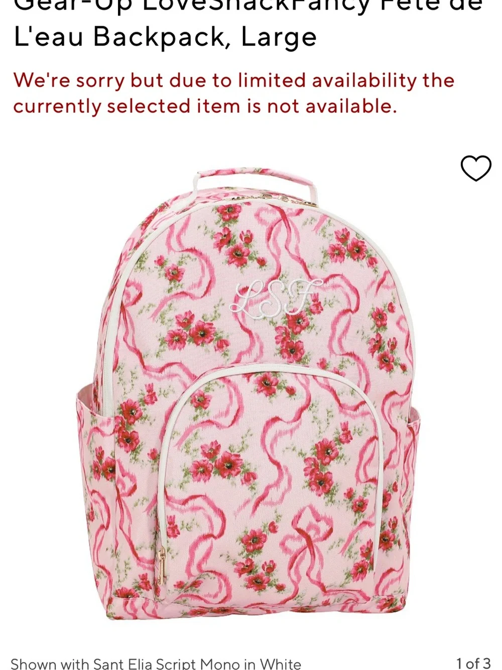LoveShackFancy Pink Floral Backpack with Ribbon Motif